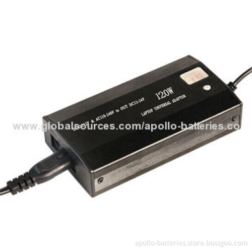 120W Universal Laptop Adapter with 12-24V DC Output and 5V/1A USB Output, LCD Screen on the DC Cable